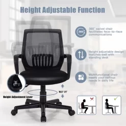 Costway Height Adjustable Mid-Back Mesh Chair Executive Chair W/ Lumbar Support -Home Style Deals Store GUEST 696a1b11 8701 40c5 adf2 2db89a71ae0a