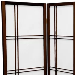 3 Ft. Tall Double Cross Shoji Screen - Walnut (5 Panels) - Oriental Furniture