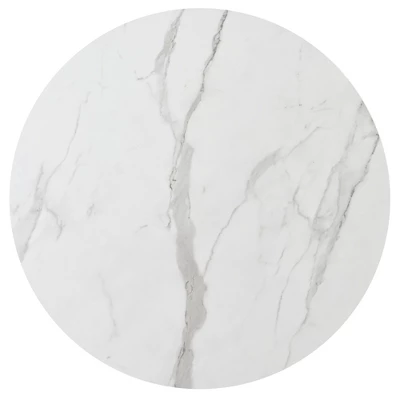 5 PCS Round Dining Table Set With Faux Marble Dining Table And Metal Legs, White-ModernLuxe 10 5 PCS Round Dining Table Set With Faux Marble Dining Table And Metal Legs, White-ModernLuxe - Image 10