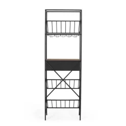 Boster Boho Industrial 21 Bottle Floor Wine Rack With Storage Natural/Black - Christopher Knight Home -Home Style Deals Store GUEST 6b0b6ce6 d421 4089 8392 7d134756ca49