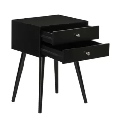 HOMCOM Modern Nightstand With 2 Pull Out Drawers, Side End Table With Display Tabletop And Solid Acacia Legs -Home Style Deals Store GUEST 6c6ca27f 8ea3 4897 aed8 7e22c3667966