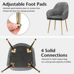 Costway Set Of 2 Velvet Dining Chairs Mid-Back Leisure Armchair W/ Gold Leg PinkGray -Home Style Deals Store GUEST 6c8f4e2a 0422 4b9b a706 0a84f95cd7d4