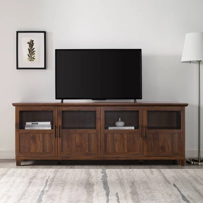 Kimber 4 Door Glass Panel Storage TV Stand For TVs Up To 80" - Saracina Home 2 Kimber 4 Door Glass Panel Storage TV Stand For TVs Up To 80" - Saracina Home - Image 2