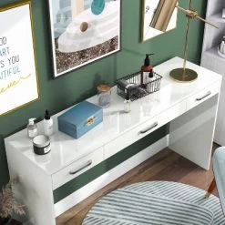 Grayde 3 Drawer Vanity Table Luminous White - MiBasics -Home Style Deals Store GUEST 6eba5ec8 9d01 4787 ba5a 6e948e5c112d