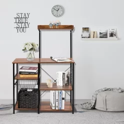 Costway 4-Tier Vintage Kitchen Baker's Rack Utility Microwave Stand W/ Basket & 5 Hooks -Home Style Deals Store GUEST 6f91a8b4 7336 4d48 92d8 a31479990f53