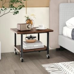 Costway 2-Tier Rolling Under Desk Printer Cart Machine Stand Storage Rack Brown -Home Style Deals Store GUEST 6fd106a0 ba2a 4678 8c13 05a0b20e5a7a