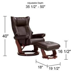 BenchMaster Morgan Java Faux Leather Recliner Chair Modern Armchair Ottoman Footrest Ergonomic Manual Reclining Swivel For Bedroom Living Room Reading -Home Style Deals Store GUEST 6fe1be41 ff18 4425 83e1 1c9d448daf38