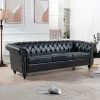 84.65" Chesterfield Rolled Arm 3 Seater Upholstered Sofa, Tufted Sofa Couch-ModernLuxe