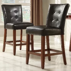 Set Of 2 24" Alexandra Button Tufted Counter Height Barstool Dark Brown - Inspire Q -Home Style Deals Store GUEST 70af8857 795a 4a5e 8e9f 927635cfbc9b