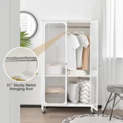 Costway Storage Wardrobe Cabinet Mobile Armoire Closet With Hanging Rod & Adjustable Shelf 12 Costway Storage Wardrobe Cabinet Mobile Armoire Closet With Hanging Rod & Adjustable Shelf -Home Style Deals Store GUEST 70cd814a 8f2f 4a42 b031 adf307943578