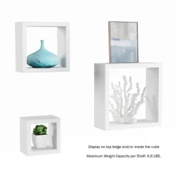 Floating Shelves- Open Cube Wall Shelf Set With Hidden Brackets, 3 Sizes To Display Décor, Photos, More- Hardware Included By Lavish Home (White) -Home Style Deals Store GUEST 70e3de27 6368 4307 a9f7 a216fee8c14c
