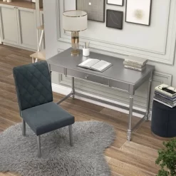 2pc Singger Writing Desk With Chair Gray - HOMES: Inside + Out -Home Style Deals Store GUEST 71150932 5aab 46fc 8938 81ddac3b805e