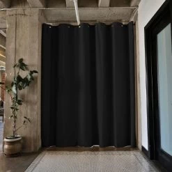 Room Dividers Now Tension Rod Curtain Room Divider Kit - XX-Large A, 8ft Tall X 10ft - 12ft 6in Wide, Midnight Black (With Curtains)