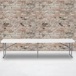 Emma And Oliver 10.25"Wx71"L Portable Bi-Fold Granite White Plastic Bench