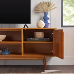 Solid Wood Mid-Century Modern TV Stand For TVs Up To 80" - Saracina Home -Home Style Deals Store GUEST 718deacd a6aa 48d3 a2de dc60399694ef