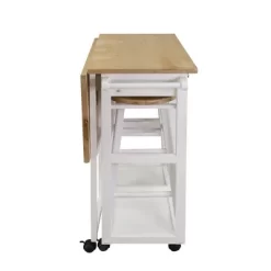 Square Hardwood Drop Leaf Table Top Breakfast Cart Natural/White - Flora Home -Home Style Deals Store GUEST 71b7b3b2 2104 4631 9f91 c6e62cc736a9