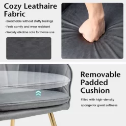 Costway Set Of 2 Velvet Dining Chairs Mid-Back Leisure Armchair W/ Gold Leg PinkGray -Home Style Deals Store GUEST 72e04fd7 d579 4711 aa5f 304f4af5efcb