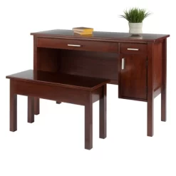 2pc Emmett Desk Set With Bench Walnut - Winsome -Home Style Deals Store GUEST 731373a7 3247 49bd bf3b 4db76fbf7275
