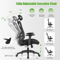 Costway Ergonomic High Back Mesh Office Chair W/ Adjustable Lumbar Support -Home Style Deals Store GUEST 736bdf55 b040 4332 b586 da861f6a394a