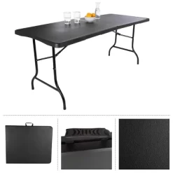 Folding Table Set - Set Of 2 Lightweight Portable Tables - 6-Foot-Long Plastic Tabletops For Camping, Parties, And Dining By Everyday Home (Black) -Home Style Deals Store GUEST 73f56a8b 58b4 4922 a264 cb646fcb0da4