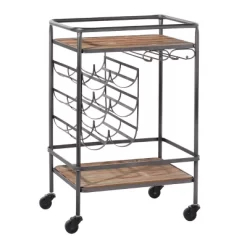 Metal And Wood 2 Tiered Wine Rack Chart Gray - Olivia & May -Home Style Deals Store GUEST 74a84fbc b652 418d b021 162d650e1b1d