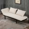 HOMCOM Single Person Chaise Lounger, Modern Sofa Bed With 5 Adjustable Positions, 2 Large Pillows, And Birch Legs
