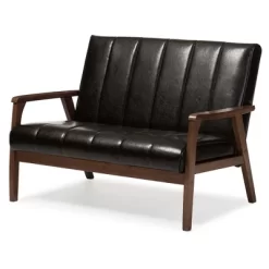 Nikko Mid-Century Modern Scandinavian Style Faux Leather Wooden 2 Seater Loveseat - Baxton Studio 9 Nikko Mid-Century Modern Scandinavian Style Faux Leather Wooden 2 Seater Loveseat - Baxton Studio -Home Style Deals Store GUEST 753fe990 507c 4bd0 bb64 c2f5d6a8731e