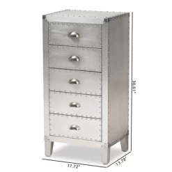 Carrel Metal 5 Drawer Accent Chest Silver - Baxton Studio -Home Style Deals Store GUEST 766bb927 1795 475a 890c 78d045f02af7