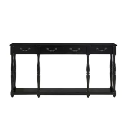Spencer Spindle Console Table Black Crackle - Powell Company