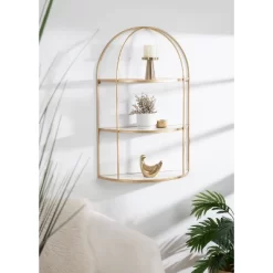 21" X 32" Freade Tiered Decorative Wall Shelf White/Gold - Kate & Laurel All Things Decor -Home Style Deals Store GUEST 77a894b3 1690 41ee a2c8 2d6a58e75070