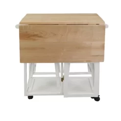 Square Hardwood Drop Leaf Table Top Breakfast Cart Natural/White - Flora Home -Home Style Deals Store GUEST 78313308 3990 4168 bd25 e1be857d323b