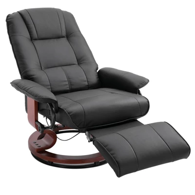 HOMCOM Faux Leather Manual Recliner, Adjustable Swivel Lounge Chair With Footrest, Armrest And Wrapped Wood Base For Living Room 5 HOMCOM Faux Leather Manual Recliner, Adjustable Swivel Lounge Chair With Footrest, Armrest And Wrapped Wood Base For Living Room - Image 5