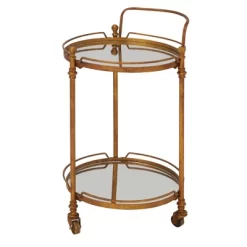 Traditional Iron And Mirrored Bar Cart Brass - Olivia & May -Home Style Deals Store GUEST 794f5252 9153 44d9 95c7 317119f5bd69