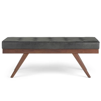 48" Keenan Mid Century Ottoman Bench Faux Air Leather - Wyndenhall 2 48" Keenan Mid Century Ottoman Bench Faux Air Leather - Wyndenhall - Image 2