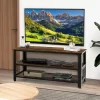 Costway 3-Tier TV Stand For 50-Inch Flat Screen TVs Entertainment Center Open Shelves Steel Frame TV Console Table Living Room Entryway Rustic Brown