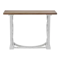 LuxenHome Vintage White And Natural Wood Console And Entry Table -Home Style Deals Store GUEST 7ab508e9 3a35 4871 9011 204b612adedf