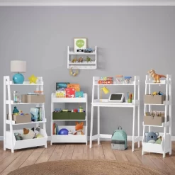 24" Kids' 4 Tier Ladder Shelf With Toy Organizer White - RiverRidge Home -Home Style Deals Store GUEST 7b0df9e8 3890 4137 ac93 2a8ea3a9a1dd