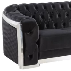 71" Pyroden Loveseat Black Velvet/Chrome Finish - Acme Furniture -Home Style Deals Store GUEST 7b609576 53ae 4d32 af15 7d5aec3a3d3c