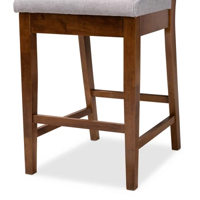 2pc Gideon Fabric Upholstered And Wood Counter Height Barstool Set - Baxton Studio 4 2pc Gideon Fabric Upholstered And Wood Counter Height Barstool Set - Baxton Studio - Image 4