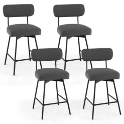 Costway Set Of 4 Swivel Bar Stools Counter Height Upholstered Kitchen Dining Chair Gray/Beige -Home Style Deals Store GUEST 7ca99960 144b 477d 82f9 a1fb73e5f16d
