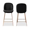 2pc Lander Velvet Fabric Upholstered Metal Counter Stool Set - Baxton Studio