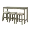 Rustic 4-Pieces Counter Height Dining Set With Fabric Padded Stools And Socket-ModernLuxe