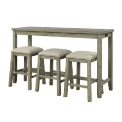 Rustic 4-Pieces Counter Height Dining Set With Fabric Padded Stools And Socket-ModernLuxe