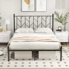 Costway Full/Qween/Twin Size Metal Platform Bed Frame Vintage Headboard Mattress Foundation Black