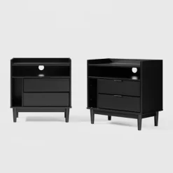 2pk Mid-Century Modern Solid Wood 2 Drawer Storage Nightstands - Saracina Home -Home Style Deals Store GUEST 7ec02fdf f38c 4ef2 8a65 1390845091ae