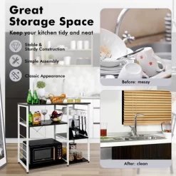 Costway Industrial Kitchen Baker's Rack Microwave Stand Utility Home Shelf W/ 6 Hooks -Home Style Deals Store GUEST 7f6a4dee ec49 437a 9b0c ff4e84dc850f