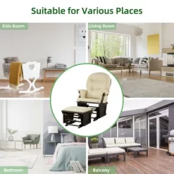 Costway Wood Glider & Ottoman Cushion Set Baby Nursery Rocking Chair -Home Style Deals Store GUEST 80040436 d21e 4609 8c2d 8c270f0f4d2d