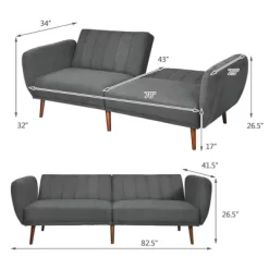 Costway Convertible Futon Sofa Bed Adjustable Couch Sleeper W/ Wood Legs NavyGreyYellow -Home Style Deals Store GUEST 802225a6 27fd 4d9b a35c 99ffd983e645