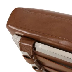 Pearsall Modern Channel Stitch Chaise Lounge Cognac Brown/Silver - Christopher Knight Home -Home Style Deals Store GUEST 8073ee6f 77bb 460b b4be b438c6e71570