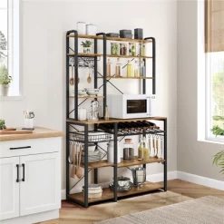 Yaheetech 71"H Large Baker's Rack With Hutch And Wine Rack